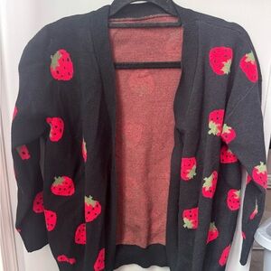 NWOT Strawberry Black Cardigan Sweater